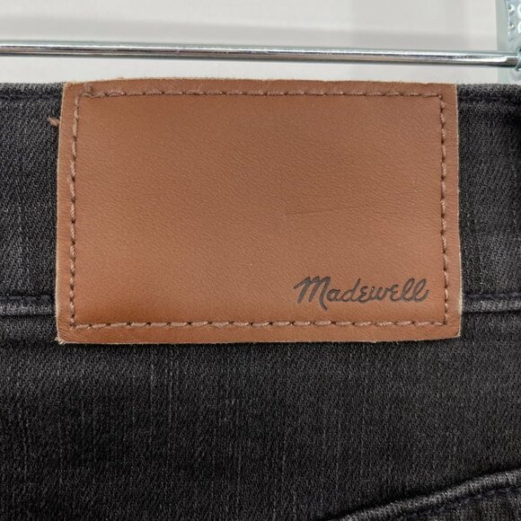 MADEWELL 9" High Rise Skinny Distressed Knee Raw Hem Black Jeans H2230 Size 25 - Picture 10 of 12
